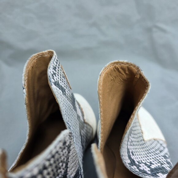 Lucky Brand Boots Leymon Cream Leather Snakeskin Cut Out Bootie Boots Shoes Sz 9 - Picture 4 of 7